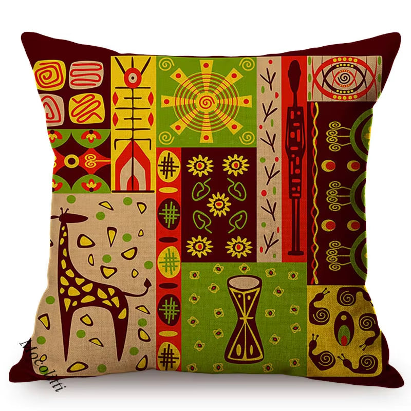 Modern Abstract Cartoon African Exotic Pattern Living Room Decoration Throw Pillow Case Cotton Linen Sofa Cushion Cover