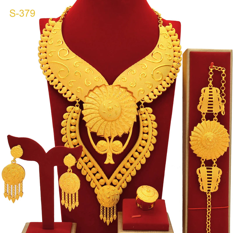 Women Nigeria African Dubai Wedding Earring Jewelry Set