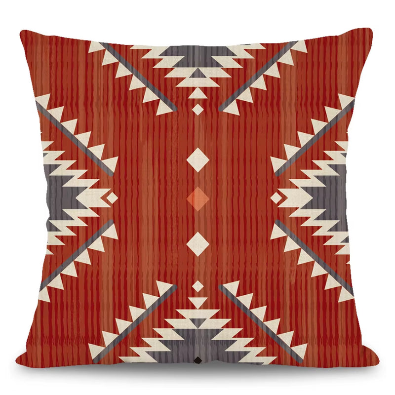 4Pcs Ethnic Bohemia Geometric Pillowcase Aztec Western Abstract Pattern Cushion Cover Red Aztec Style Pillowcase Home Decor