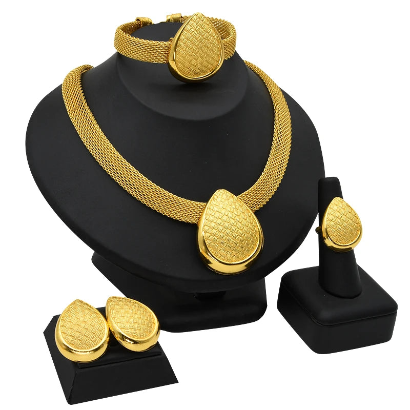 Womens Ethiopian Gold Color Jewelry Set