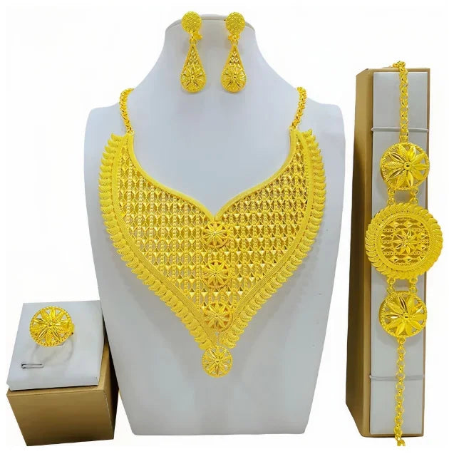 High Quality 24k Gold Plated Dubai Jewelry Set