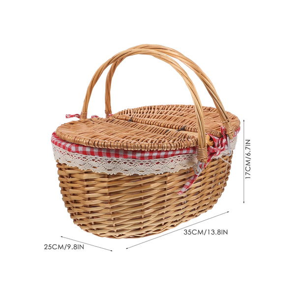 African Market Basket with Handles and Lid Wicker Woven Basket Rustic Storage Basket Bread Food Storage Basket Rattan 2024 New