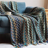 100% Acryl Hand Knitted Blanket with Tassel Summer Blanket Bed Sofa