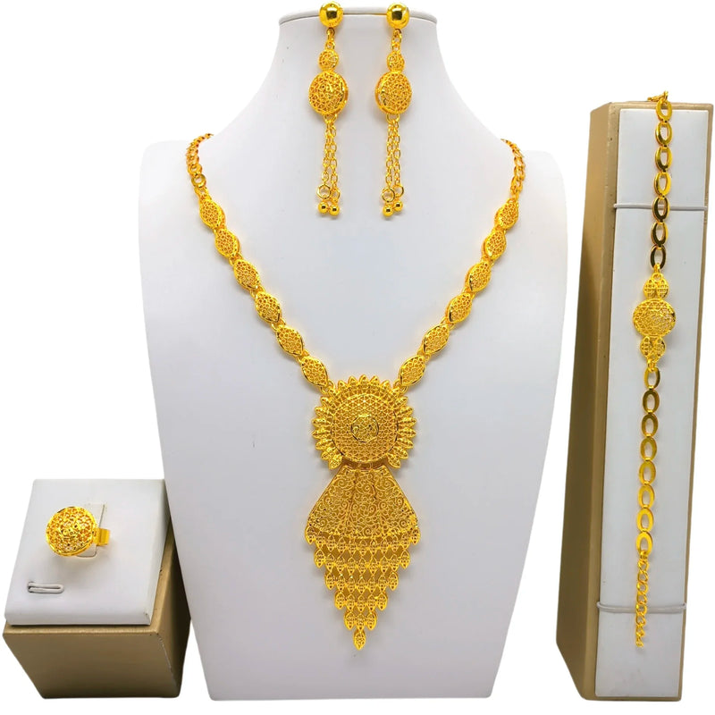 High Quality 24k Gold Plated Dubai Jewelry Set