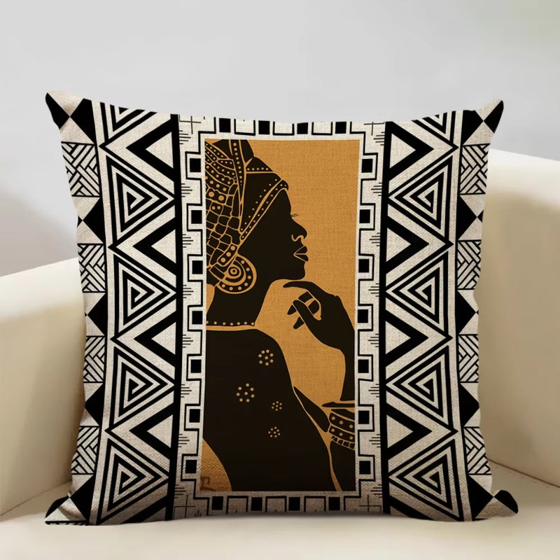 Geometric Cushion Cover Sofa Decorative Pillow Cover Home Living Room Ethnic Art Accessories 45X45Cm Linen Printing