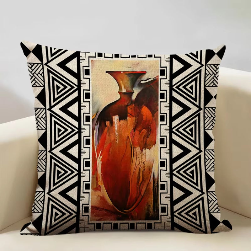 Geometric Cushion Cover Sofa Decorative Pillow Cover Home Living Room Ethnic Art Accessories 45X45Cm Linen Printing