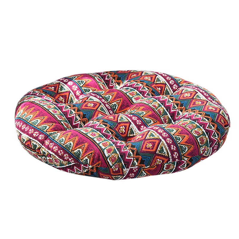 Chair Cushion round Cotton Upholstery Soft Padded Cushion Pad Red Ethnic Style Office Home Car Seat Cushion 40X40/50X50/45X45Cm