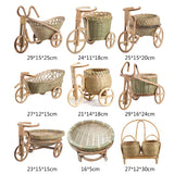 Mini Tricycle Rattan Woven Fruit Basket Bamboo Handmade Wicker Storage Basket