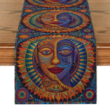 Sun Face Ethnic Pattern Table Runners Dresser Table Decor Farmhouse Dining Table Runner Holiday Party Decoration