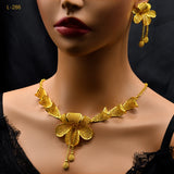 Dubai African Necklace Earrings Flower Pendant Jewelry Set