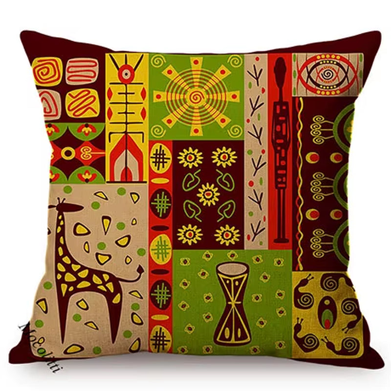 Modern Abstract Cartoon African Exotic Pattern Living Room Decoration Throw Pillow Case Cotton Linen Sofa Cushion Cover