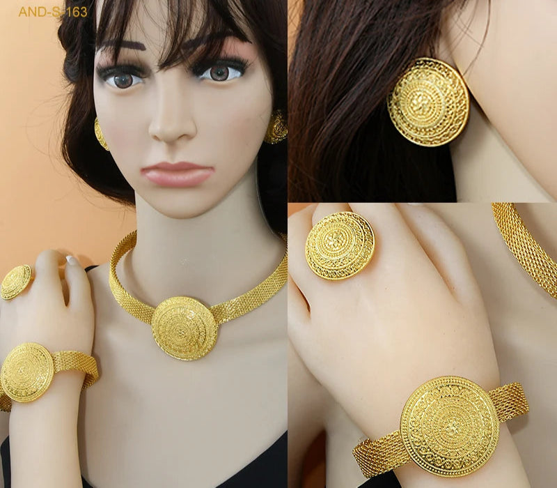 Womens Ethiopian Gold Color Jewelry Set