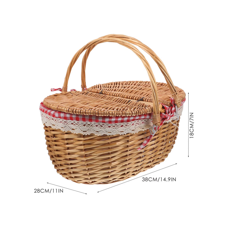 African Market Basket with Handles and Lid Wicker Woven Basket Rustic Storage Basket Bread Food Storage Basket Rattan 2024 New