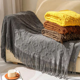 American Thread Blanket Solid Color Sofa Cover Knit Bedspread Office Nap Blanket Throw Cozy Warm Travel Shawl for Adults