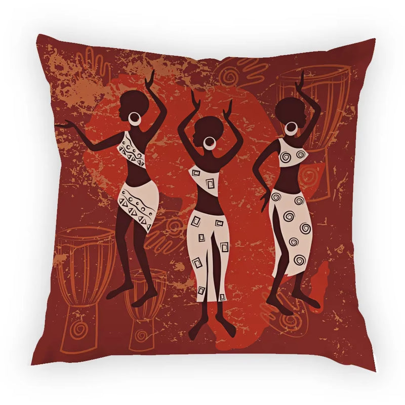 Colourful Dancing African Girl Luxury Throw Pillow Case Cushion Cover Home Living Room Decorative Pillows for Sofa Bed Car 45*45