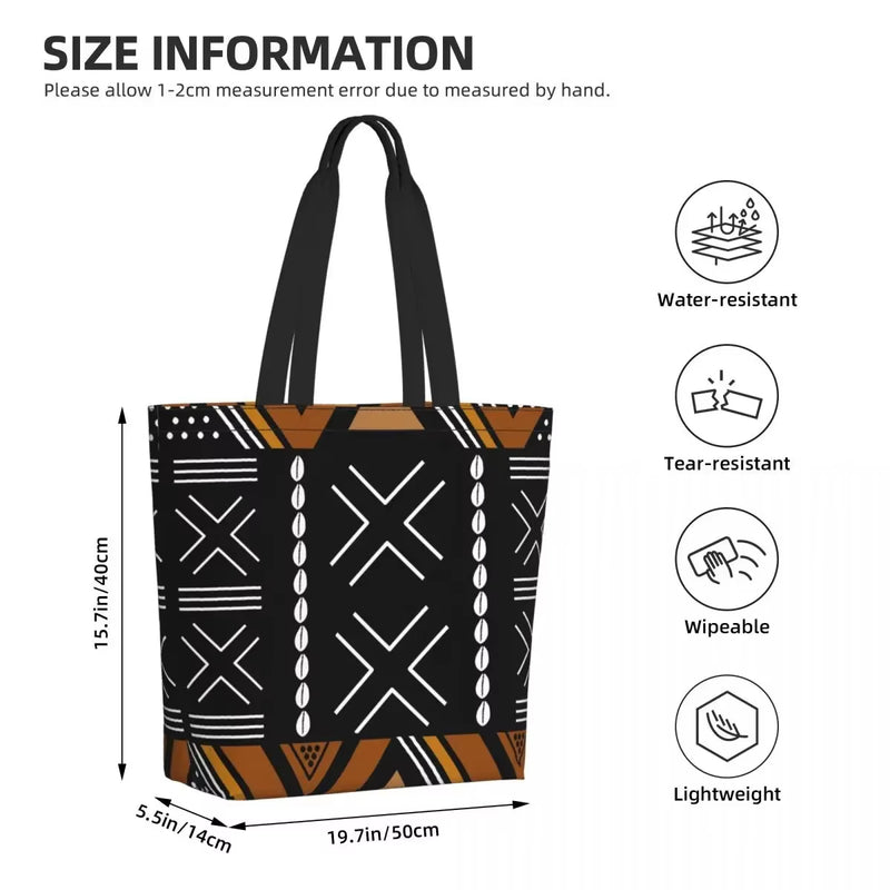 African Mud Cloth Bogolan Design Shopping Bag