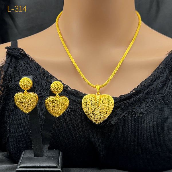 Dubai African Heart Necklace Earrings Set