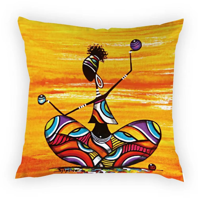 Colourful Dancing African Girl Luxury Throw Pillow Case Cushion Cover Home Living Room Decorative Pillows for Sofa Bed Car 45*45