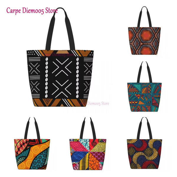 African Mud Cloth Bogolan Design Shopping Bag