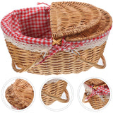 African Market Basket with Handles and Lid Wicker Woven Basket Rustic Storage Basket Bread Food Storage Basket Rattan 2024 New