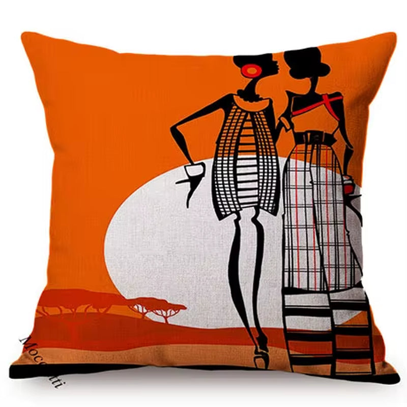 Modern Abstract Cartoon African Exotic Pattern Living Room Decoration Throw Pillow Case Cotton Linen Sofa Cushion Cover