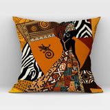 African Women Print Cushion Cover Ethnic Style Decorative Pillowcase, Throw Pillow Cover for Home Sofa Decor