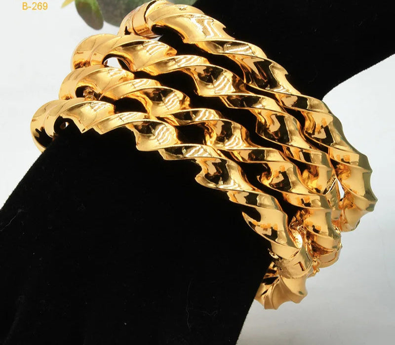 New Dubai sand gold twisted brass bracelet