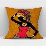 African Women Print Cushion Cover Ethnic Style Decorative Pillowcase, Throw Pillow Cover for Home Sofa Decor