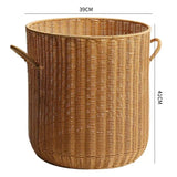 Imitation Rattan Laundry Basket round with Cover Bathroom Organizer Basket Versatile Practical Clothes Baskets Storage Solution