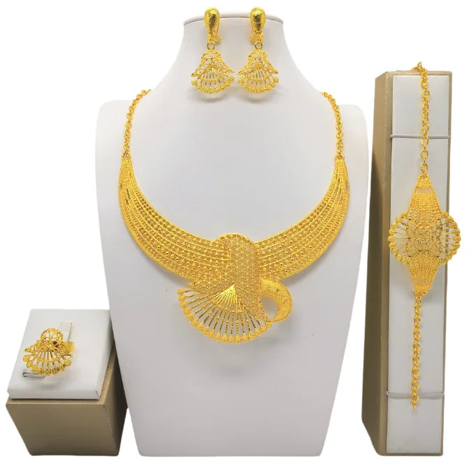 High Quality 24k Gold Plated Dubai Jewelry Set