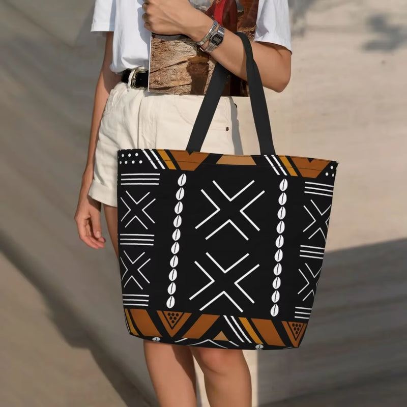 African Mud Cloth Bogolan Design Shopping Bag