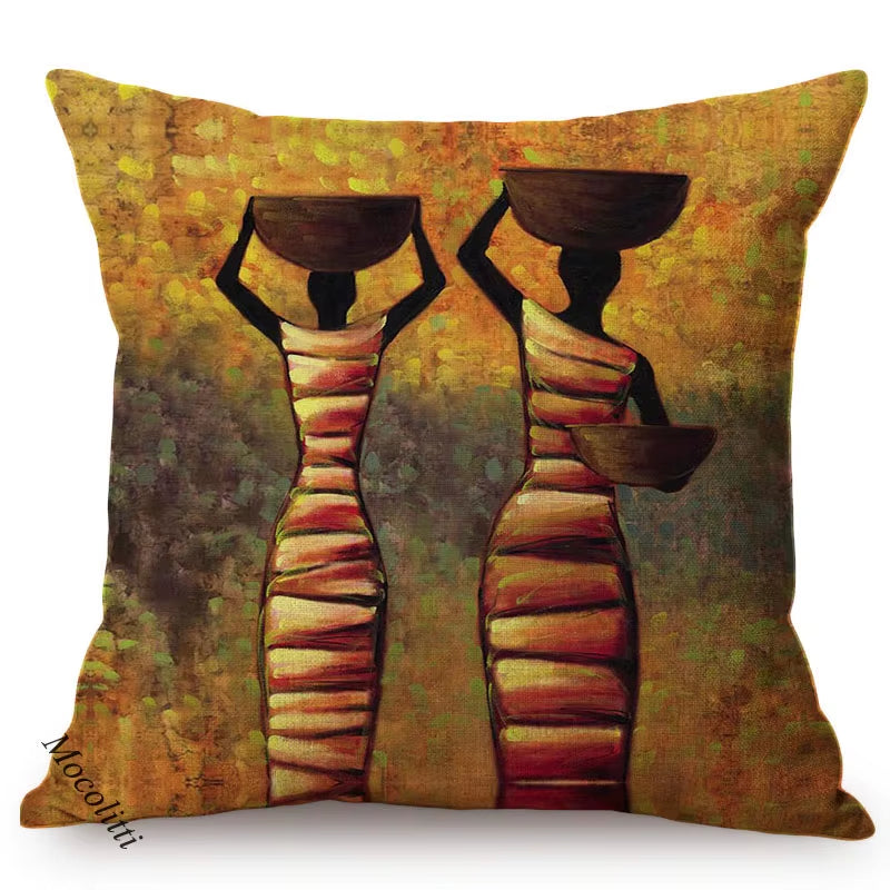 Modern Abstract Cartoon African Exotic Pattern Living Room Decoration Throw Pillow Case Cotton Linen Sofa Cushion Cover