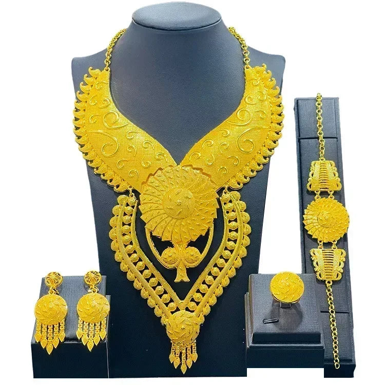 High Quality 24k Gold Plated Dubai Jewelry Set