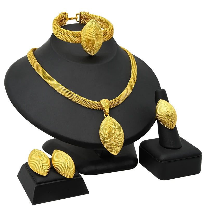 Womens Ethiopian Gold Color Jewelry Set