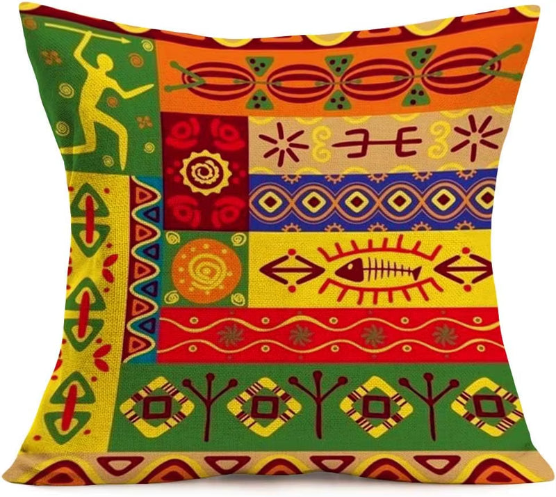 Tribal Ethnic Pattern Decoration Cushion Cover Retro Furnishings Sofa Decoration Pillow Cover Linen Square