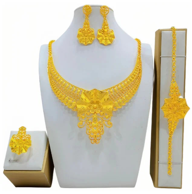 High Quality 24k Gold Plated Dubai Jewelry Set