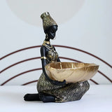 Creative Resin Exotic Black Women Storage Statues African Characters Home Desktop Decoration Keys Candy Storage Crafts