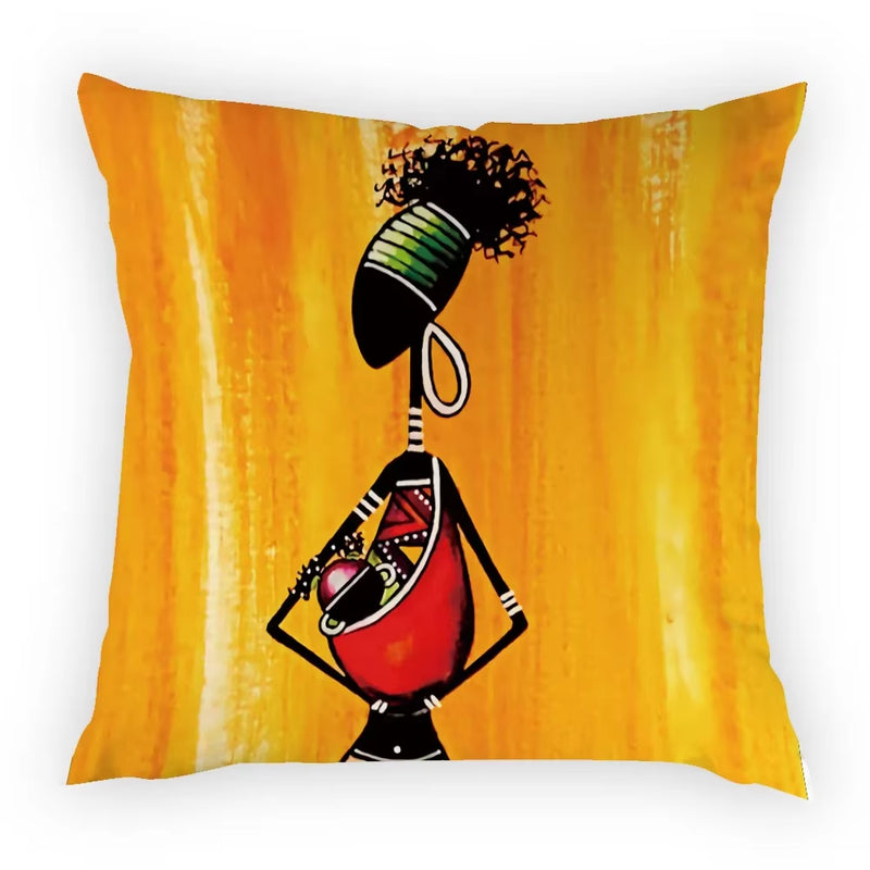 Colourful Dancing African Girl Luxury Throw Pillow Case Cushion Cover Home Living Room Decorative Pillows for Sofa Bed Car 45*45