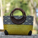 Retro Japanese Handmade Bamboo Woven Bag Mini Woven Female Bag Literary Youth Storage Woven Rattan Handbag