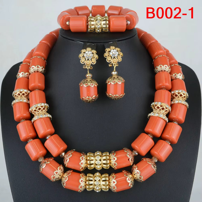 African Beads Jewelry Set Artificial Coral Jewelry Set Nigerian Wedding Jewellery Sets