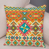 Retro National Style Geometric Lines Deer Printing Pattern Decorative Pillow Sleeve Sleeve Bed Car Rocking Chair Pillow Sleeve