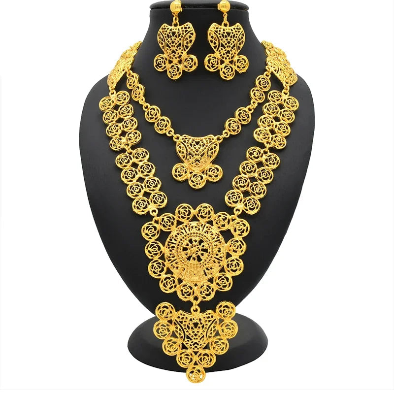 Women Nigeria African Dubai Wedding Earring Jewelry Set