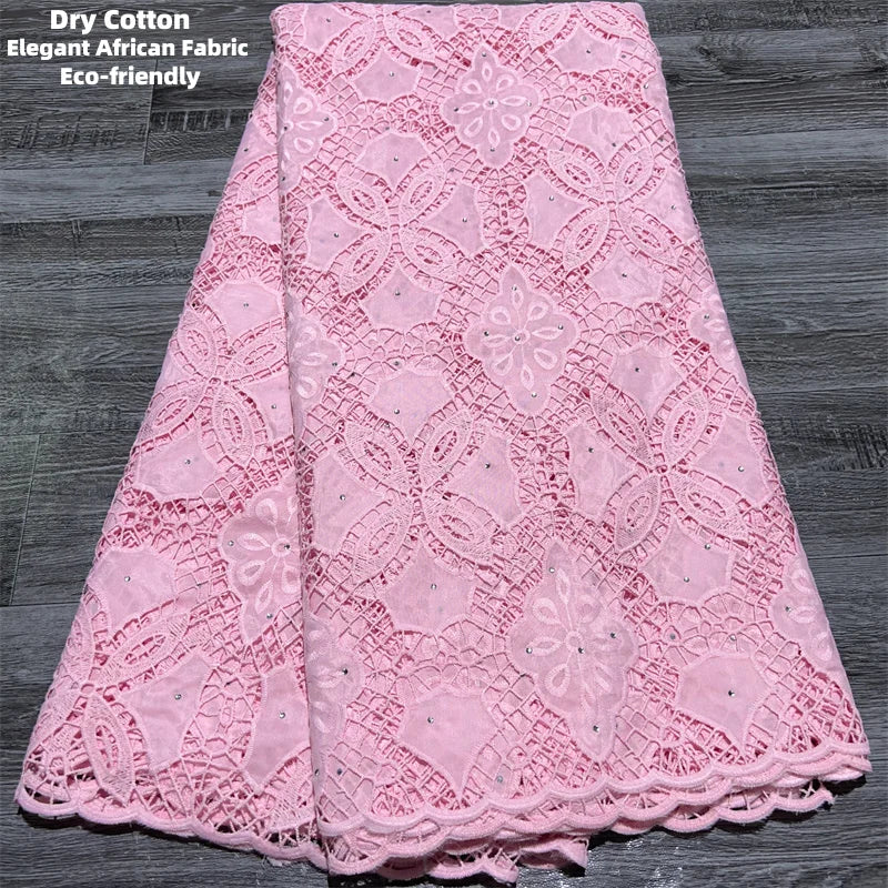 New Pink Dubai Dry Cotton Lace Fabric