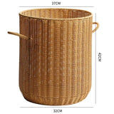 Imitation Rattan Laundry Basket round with Cover Bathroom Organizer Basket Versatile Practical Clothes Baskets Storage Solution