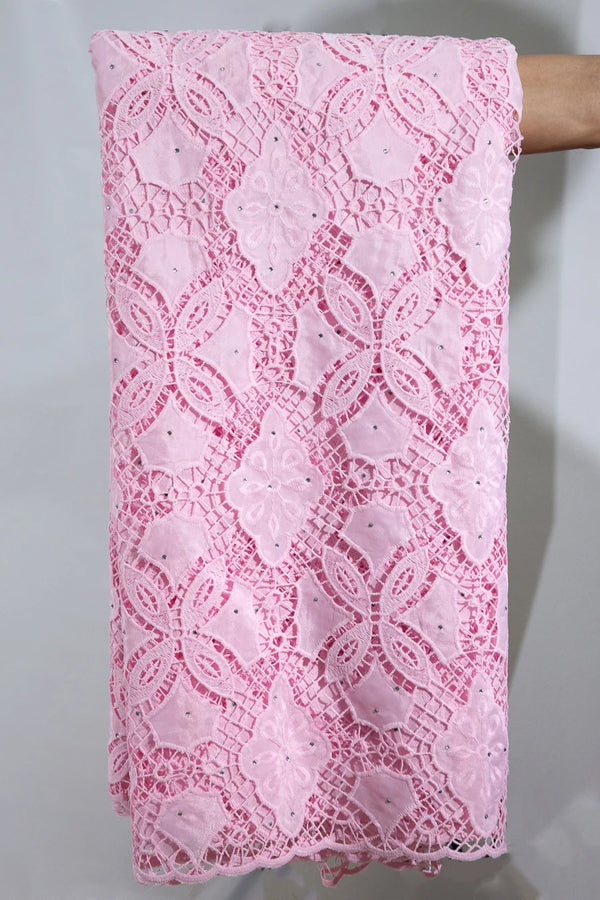 New Pink Dubai Dry Cotton Lace Fabric