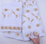 New White Gold Cotton Lace Fabric