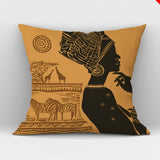 African Women Print Cushion Cover Ethnic Style Decorative Pillowcase, Throw Pillow Cover for Home Sofa Decor