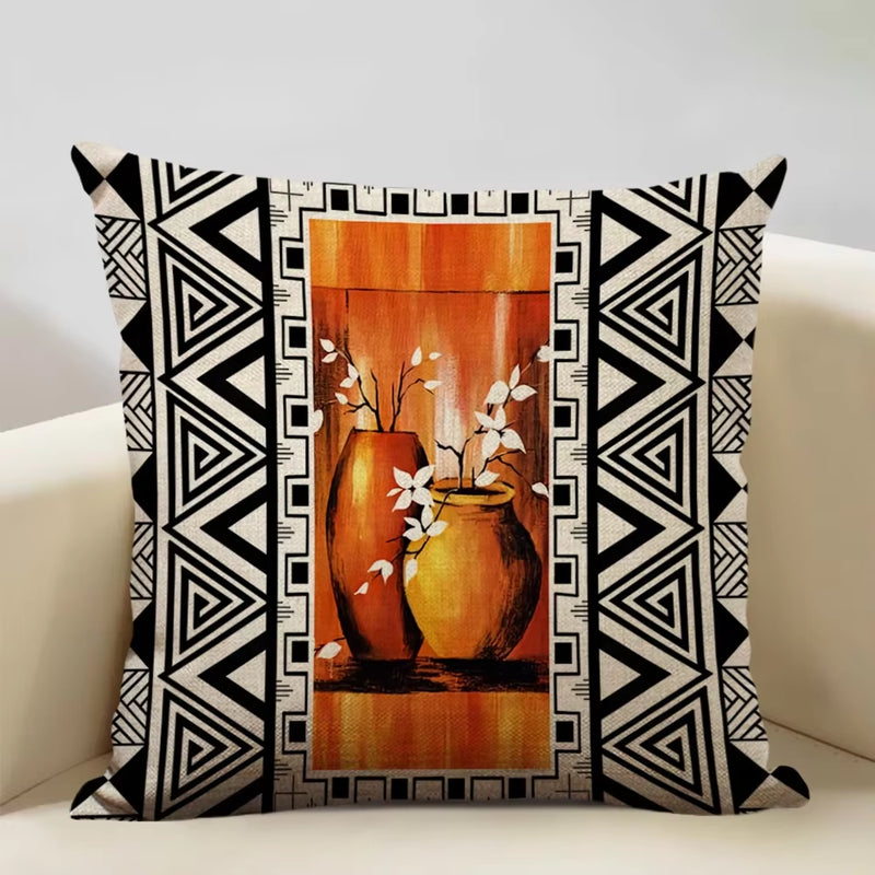 Geometric Cushion Cover Sofa Decorative Pillow Cover Home Living Room Ethnic Art Accessories 45X45Cm Linen Printing