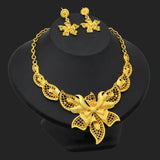 Dubai African Necklace Earrings Flower Pendant Jewelry Set