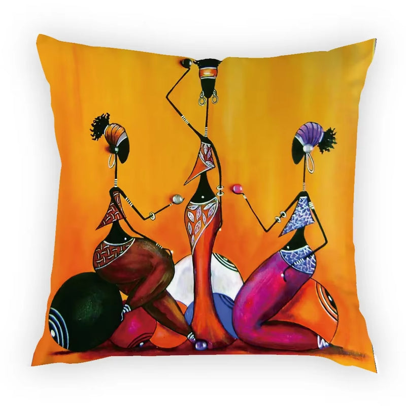 Colourful Dancing African Girl Luxury Throw Pillow Case Cushion Cover Home Living Room Decorative Pillows for Sofa Bed Car 45*45